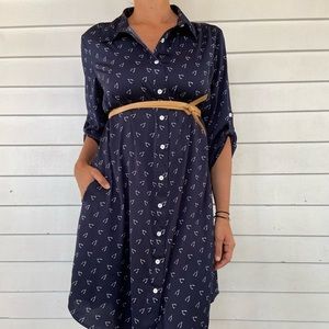 Rosie Pope Wishbone Maternity Shirt Dress sz L